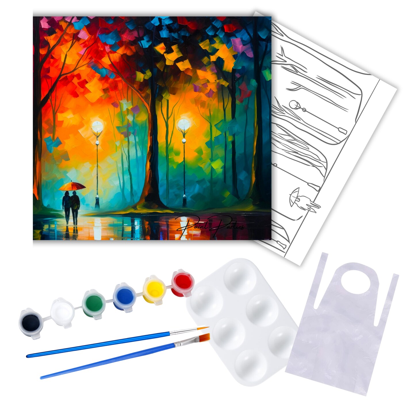 &#x22;Autumn Love&#x22; DIY Canvas Art Kit, Adult Beginner, Acrylic Paint Size 11x14 inch