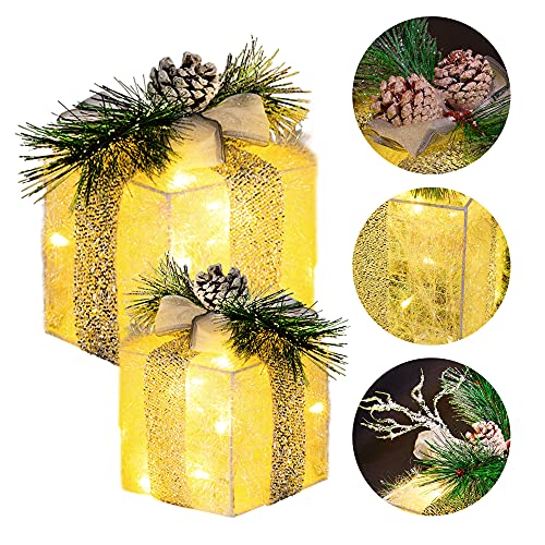 Gift-Box-Shaped Metal Christmas Luminaries, Set of Three