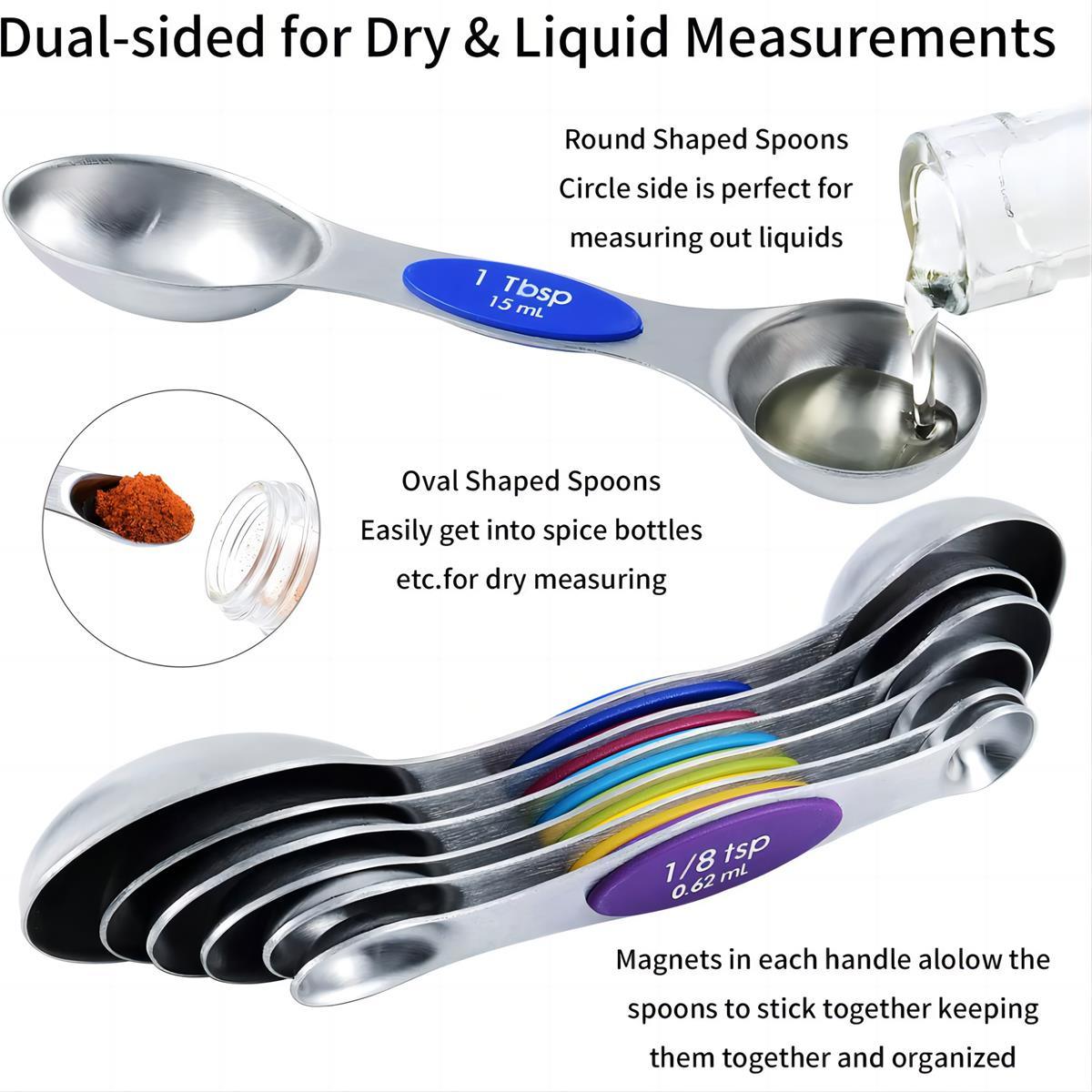 16 Pcs Stainless Steel Measuring Cups and Spoons Set for Cooking & Baking