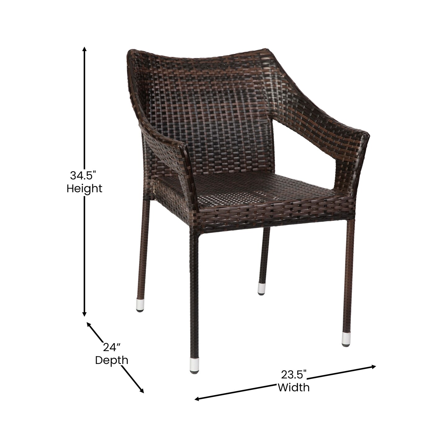 Merrick Lane Eldon Weather Resistant Indoor/Outdoor Stacking Patio Dining Chair with Steel Frame and PE Rattan