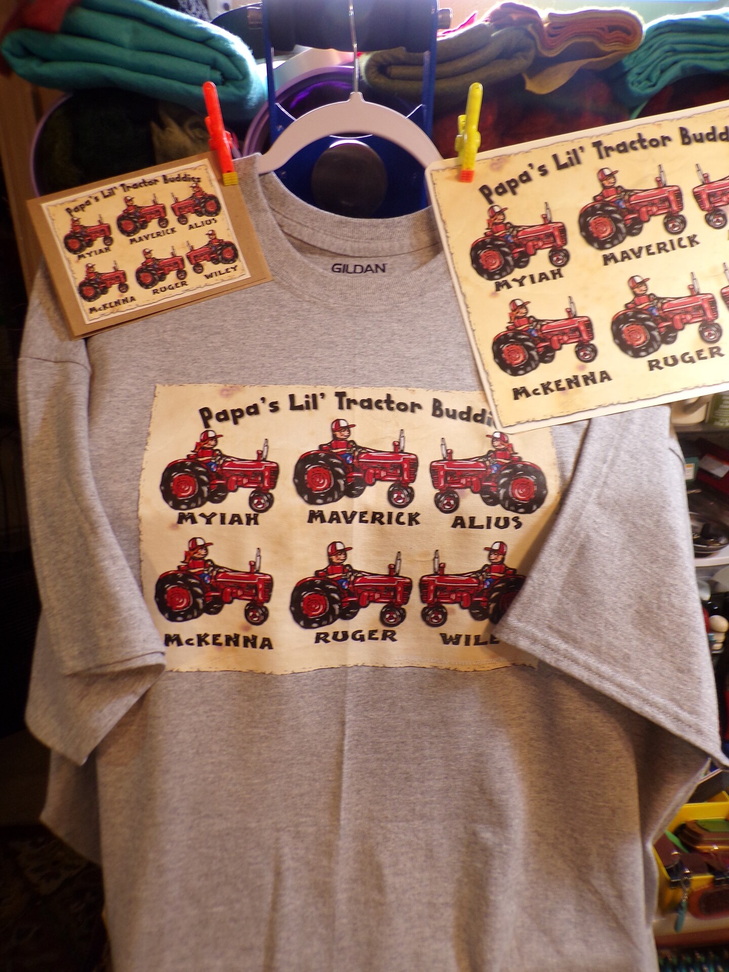 TRACTOR BUDDIES Personalized Custom T-SHIRT for Papa or Dad, Names Added  FREE! Gift Set For Fathers Day! western, farm, gifts, clothing | MakerPlace