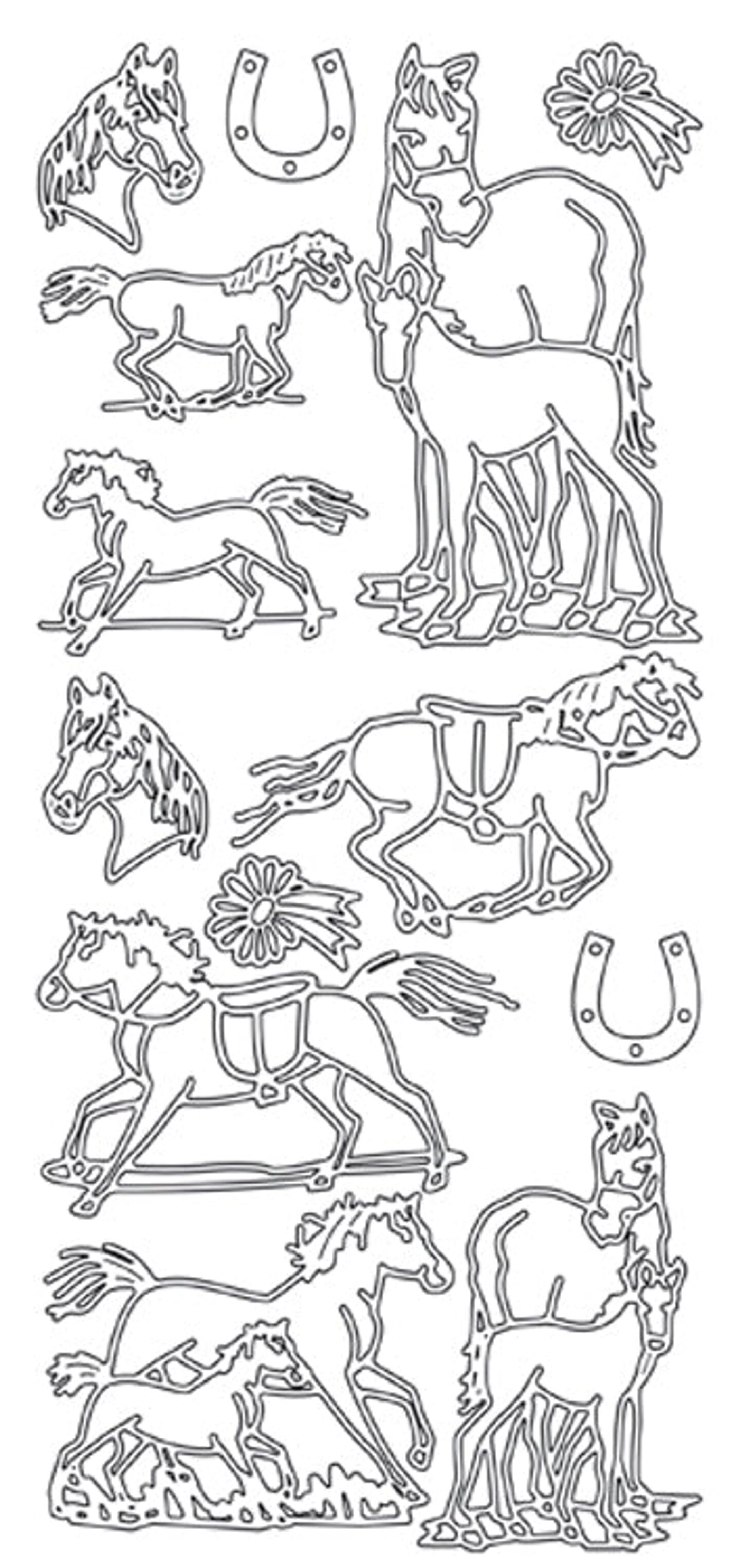 Peel-Offs Stickers Peel-Off Stickers - Horses - Silver