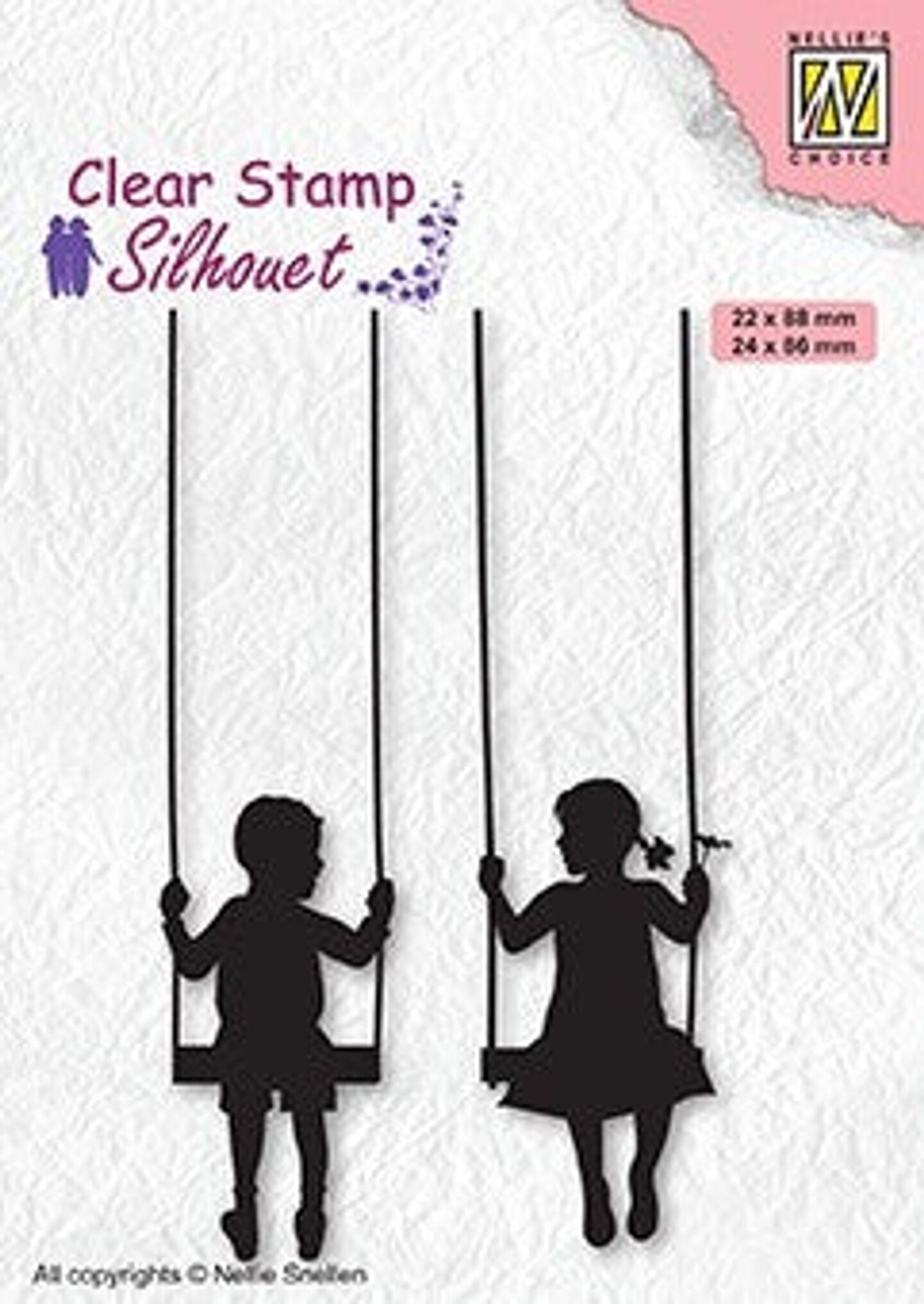 Nellie&#x27;s Choice Clear Stamp Silhouette Boy &#x26; Girl Swinging