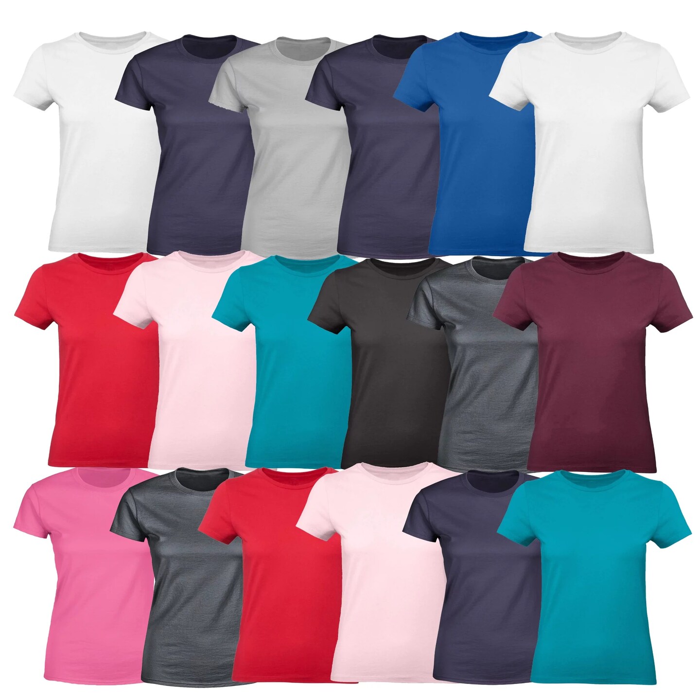 Multipack Women's 4.3-oz 100% ring-spun combed cotton plain t-shirt - Ladies'  Solid Color Tees - Basic Women's Tops - Plain crew neck shirts for women.  Radyan women's t-shirt, RADYAN®