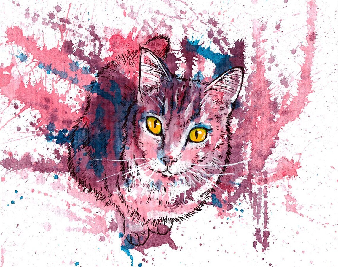 Unique custom cat painting, acrylics, capture your cats offers personality