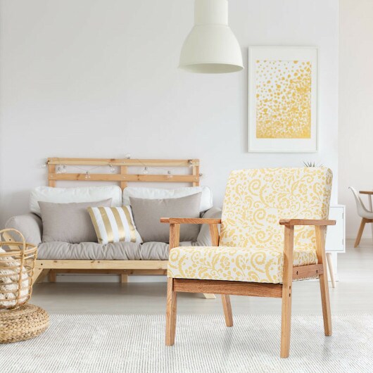 Modern Accent Armchair Fabric Lounge Chair with Rubber Wood Leg Ideal for Living Room or Any Other Space
