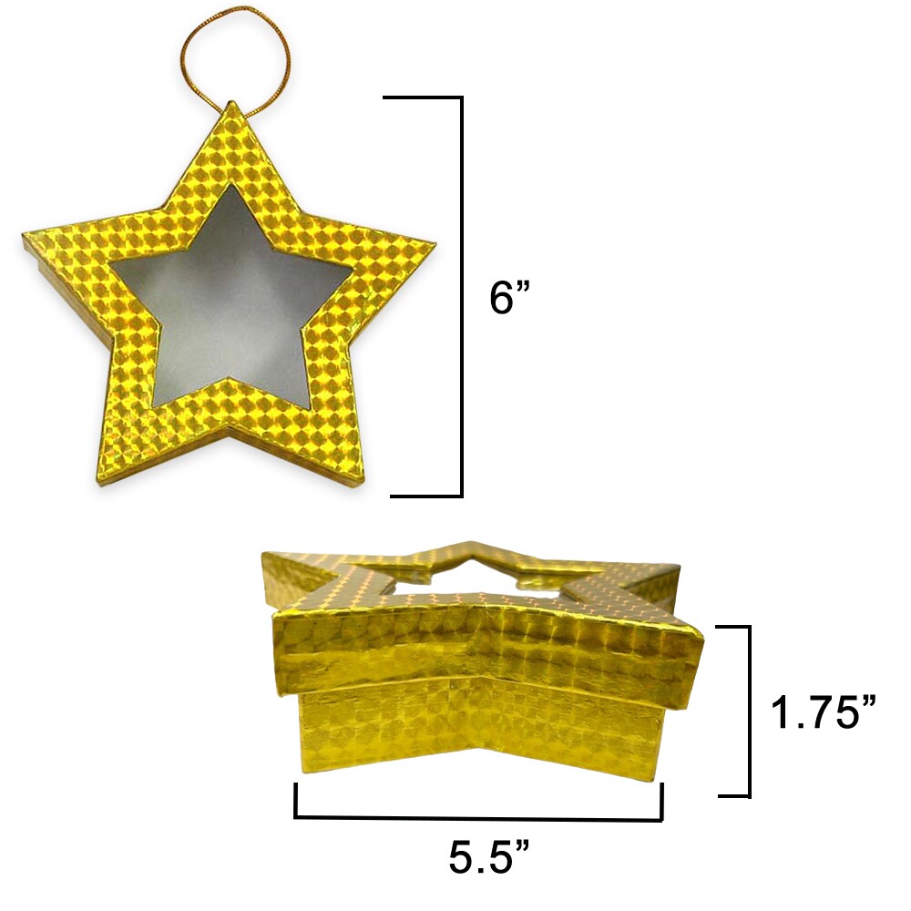 Hologram Ornament Star Box with Window - Gold