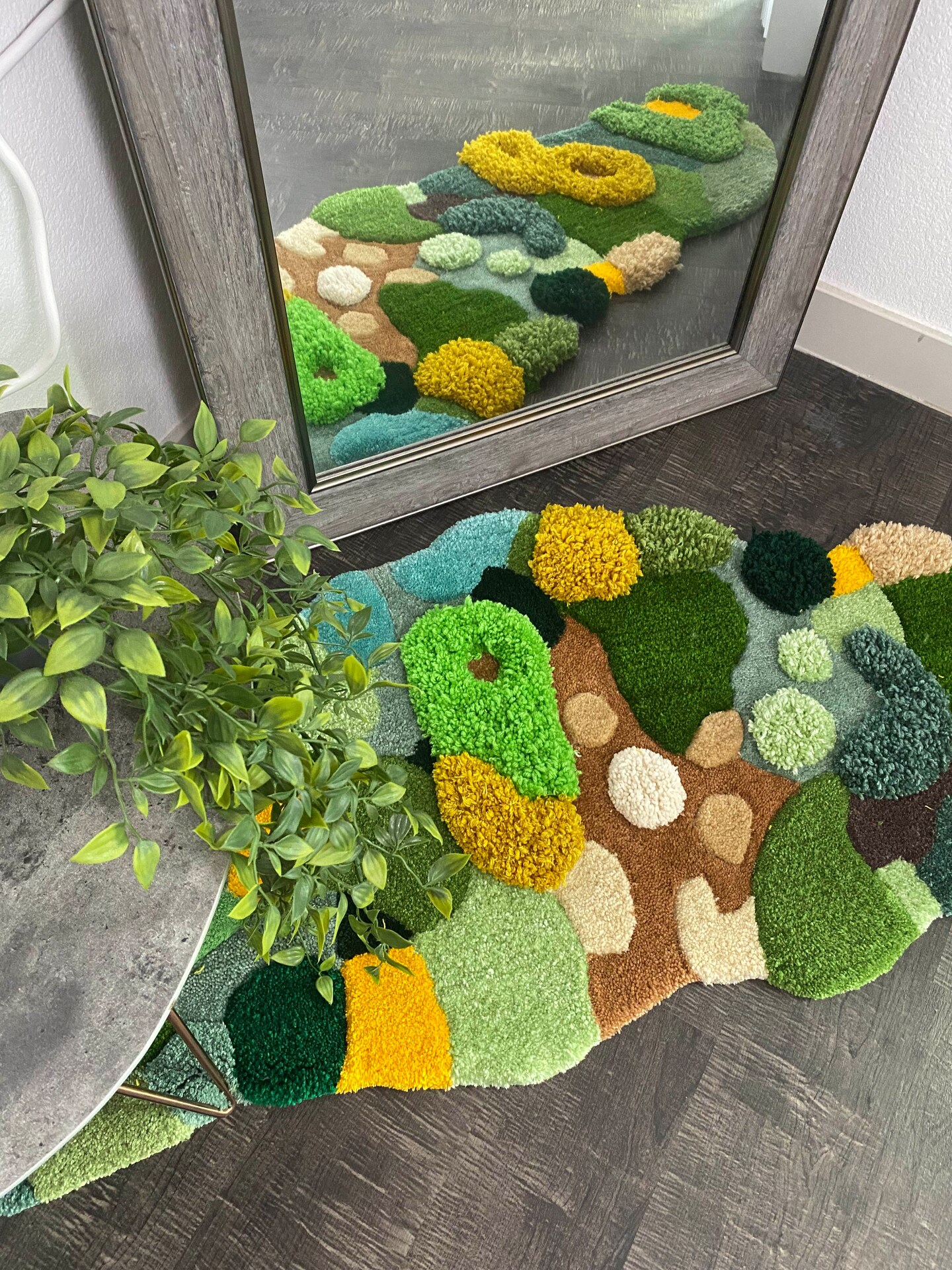 3D Moss Handmade Tufted Area Rug for Living Room, Green Moss