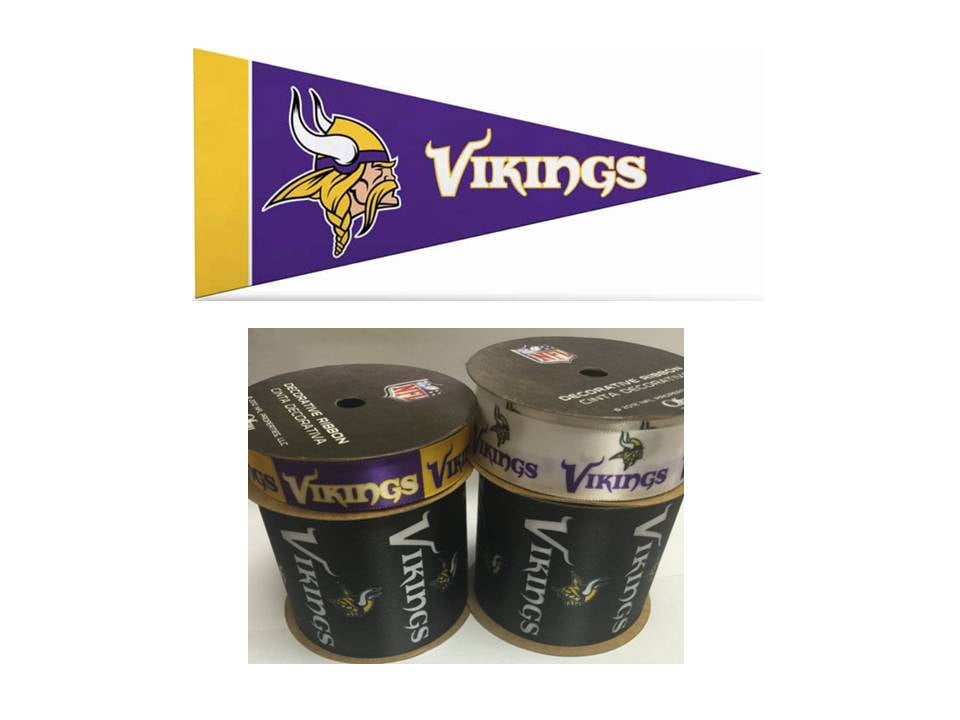 Vikings Ribbon, 4-pack of Ribbon &#x26; Mini Pennant, Offray Ribbon