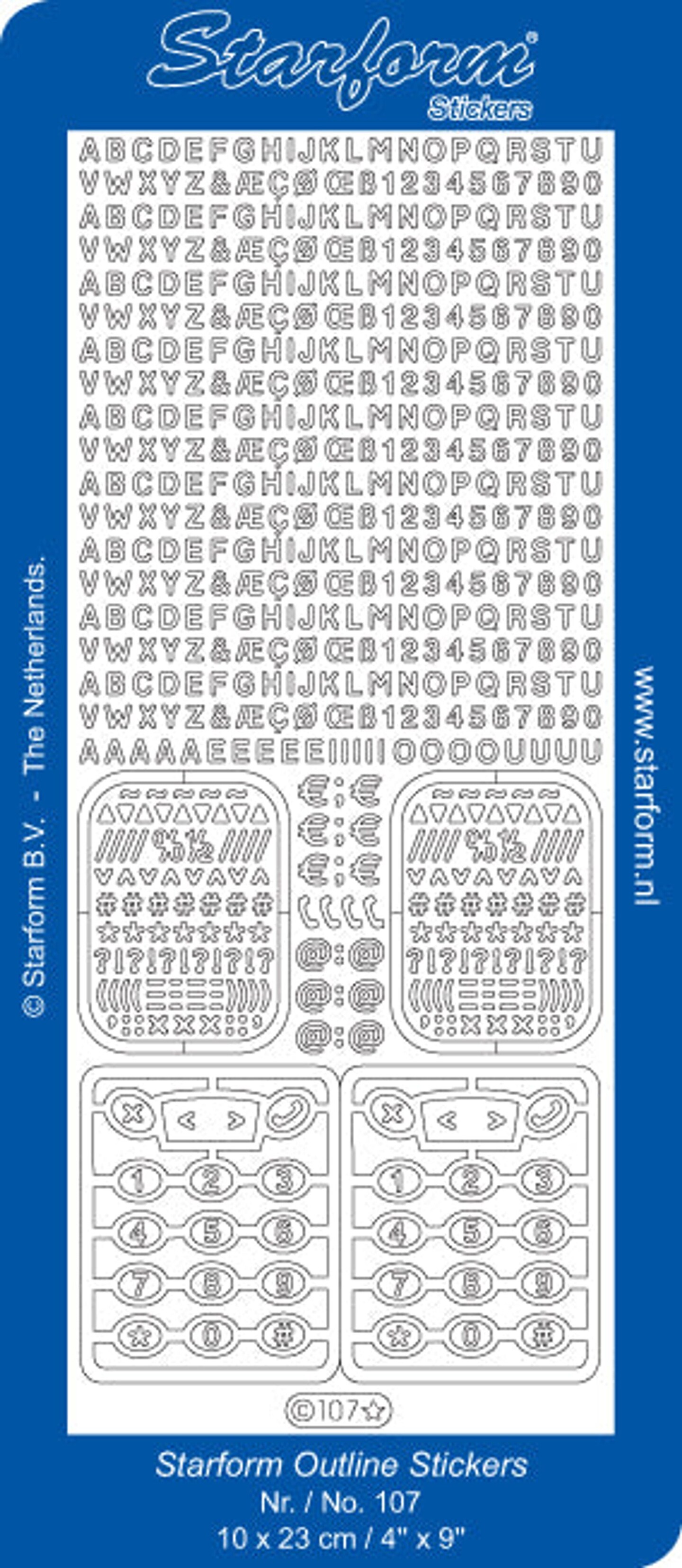 Starform Deco Stickers - Alphabet / Mobile Phone - Silver