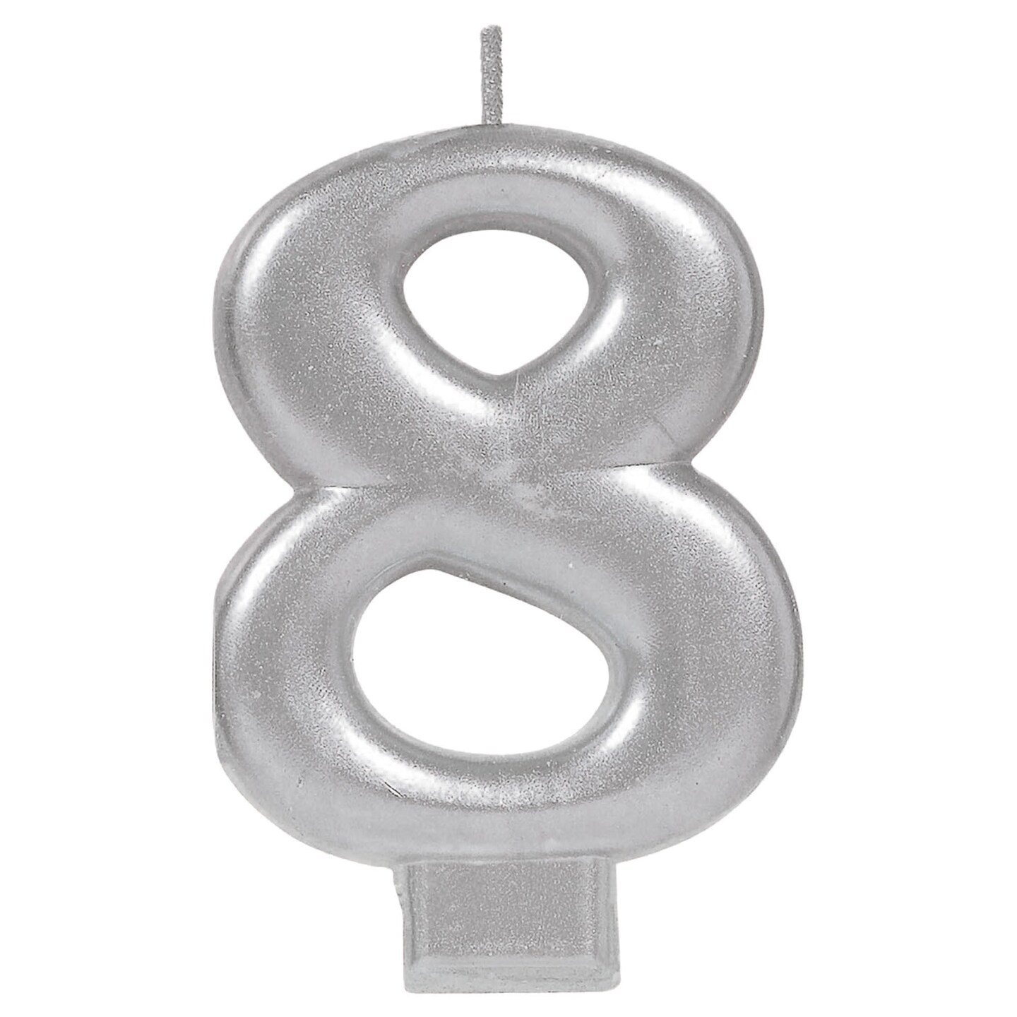 Numeral Metallic Birthday Candle #8 - Silver, 1ct