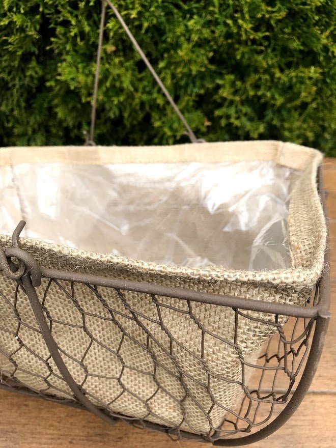 Herb Wire &#x26; Burlap Basket Planter