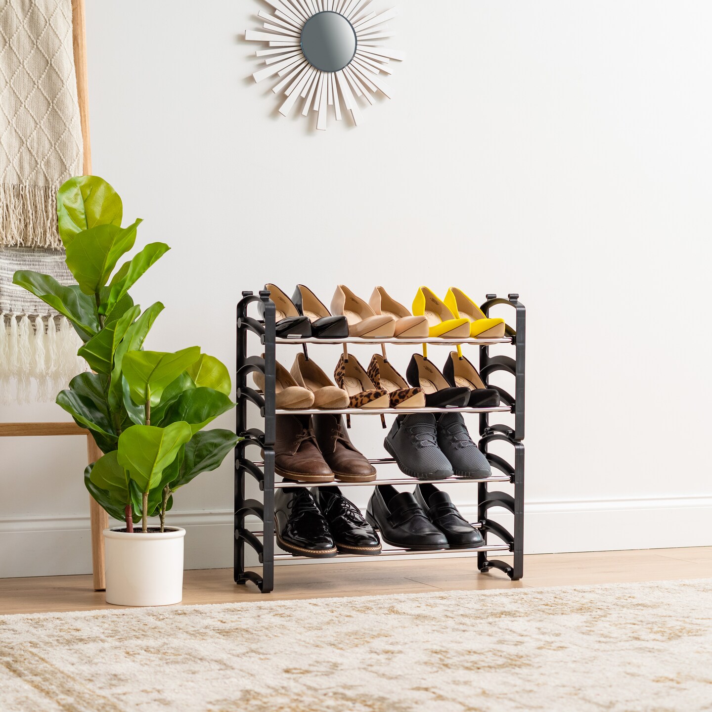 IRIS USA 2-Tier 6 Pairs Slim Metar Shoe Racks for Entryway