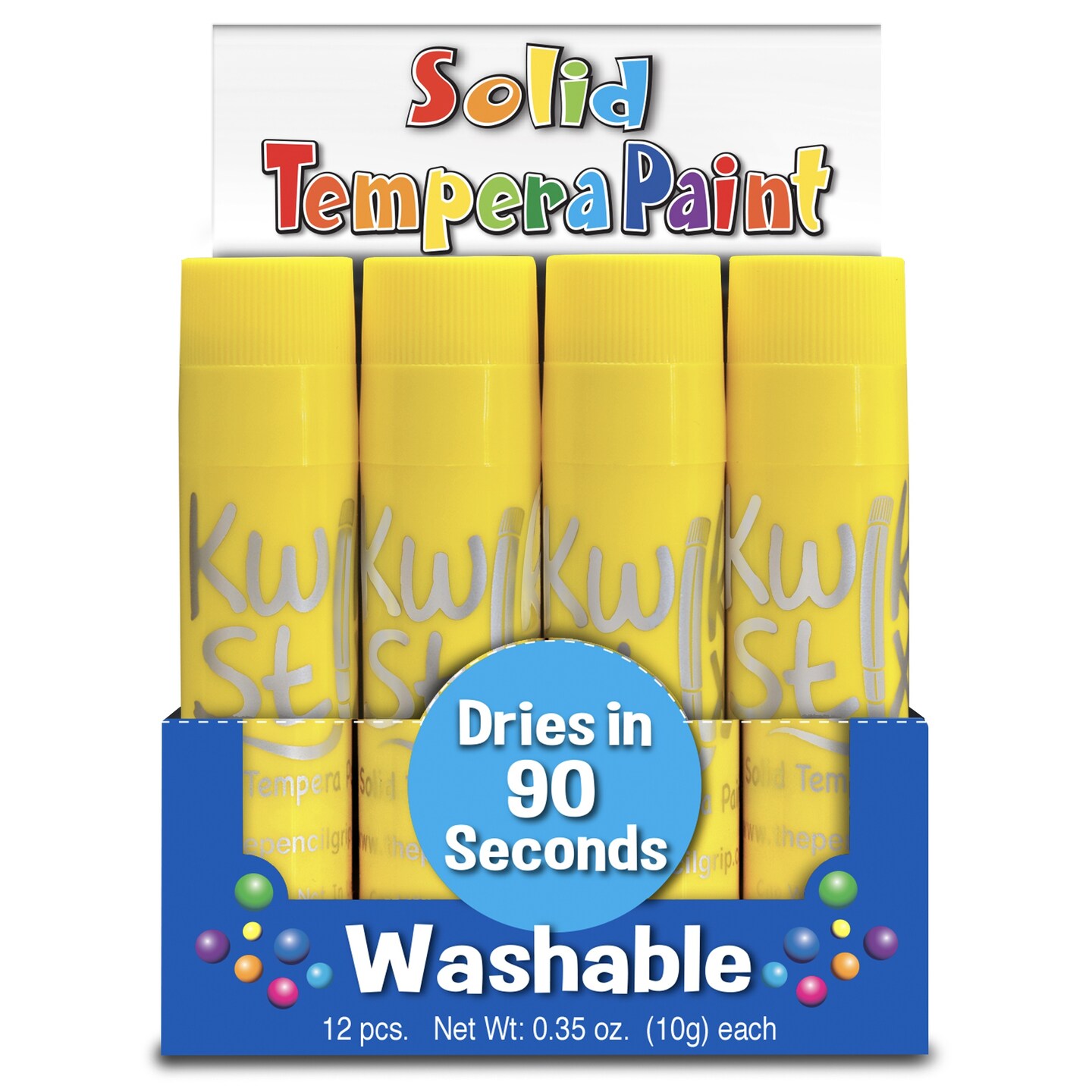 Kwik Stix Solid Tempera Paint Sticks 12/Pkg-Yellow