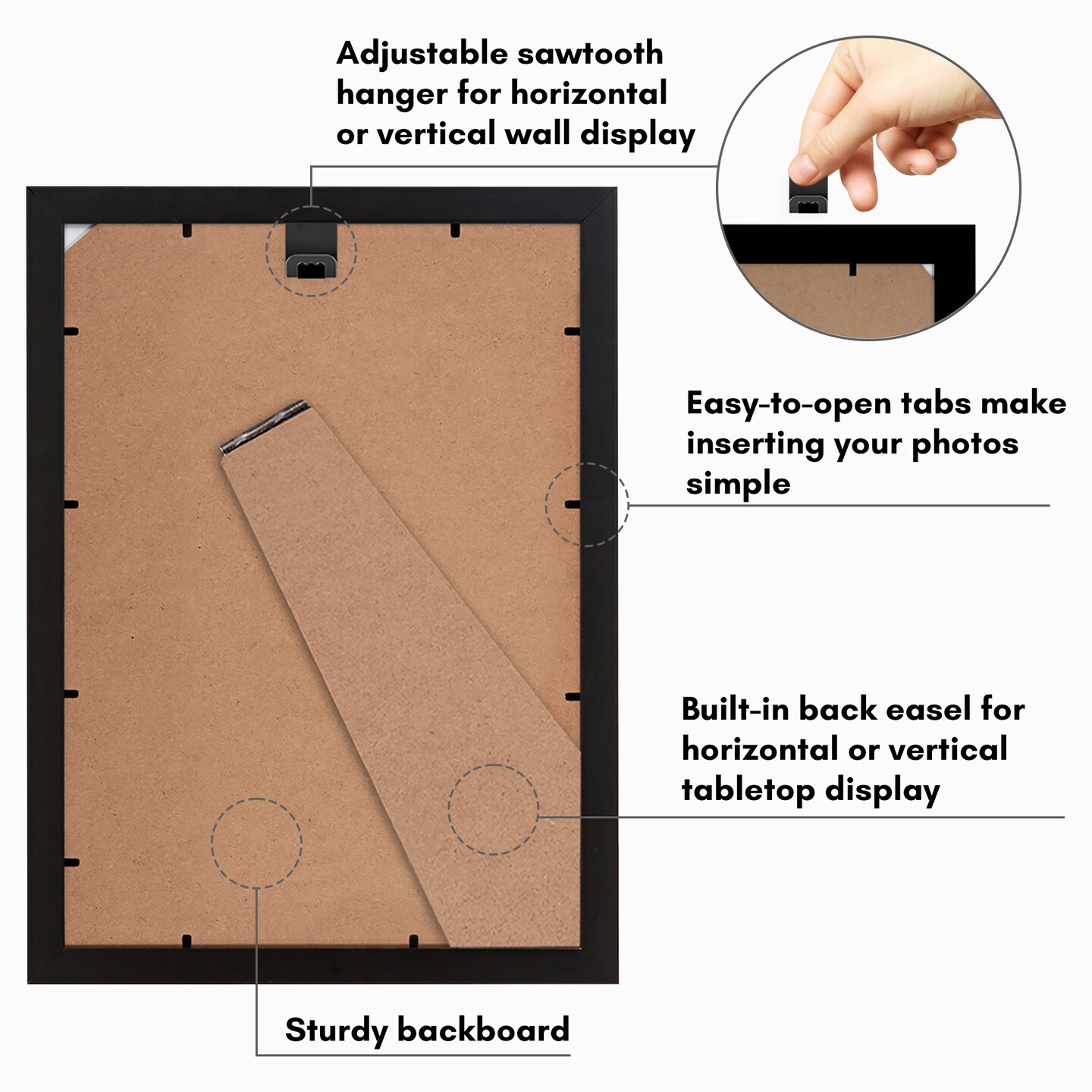 Americanflat A2 A3 A4 A5 Poster Frame - Picture Frame to Display Posters - Ideal for Documents and Artwork - Plexiglass Cover - Adjustable Hanging Hardware - Includes Easel