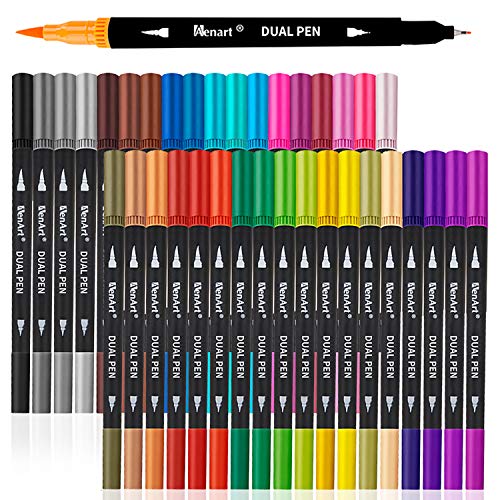 Dual Markers Brush Pens, 36 Fine Point Art Marker, Double Tip Colored Pen for Adult Coloring Hand Lettering Writing Planner