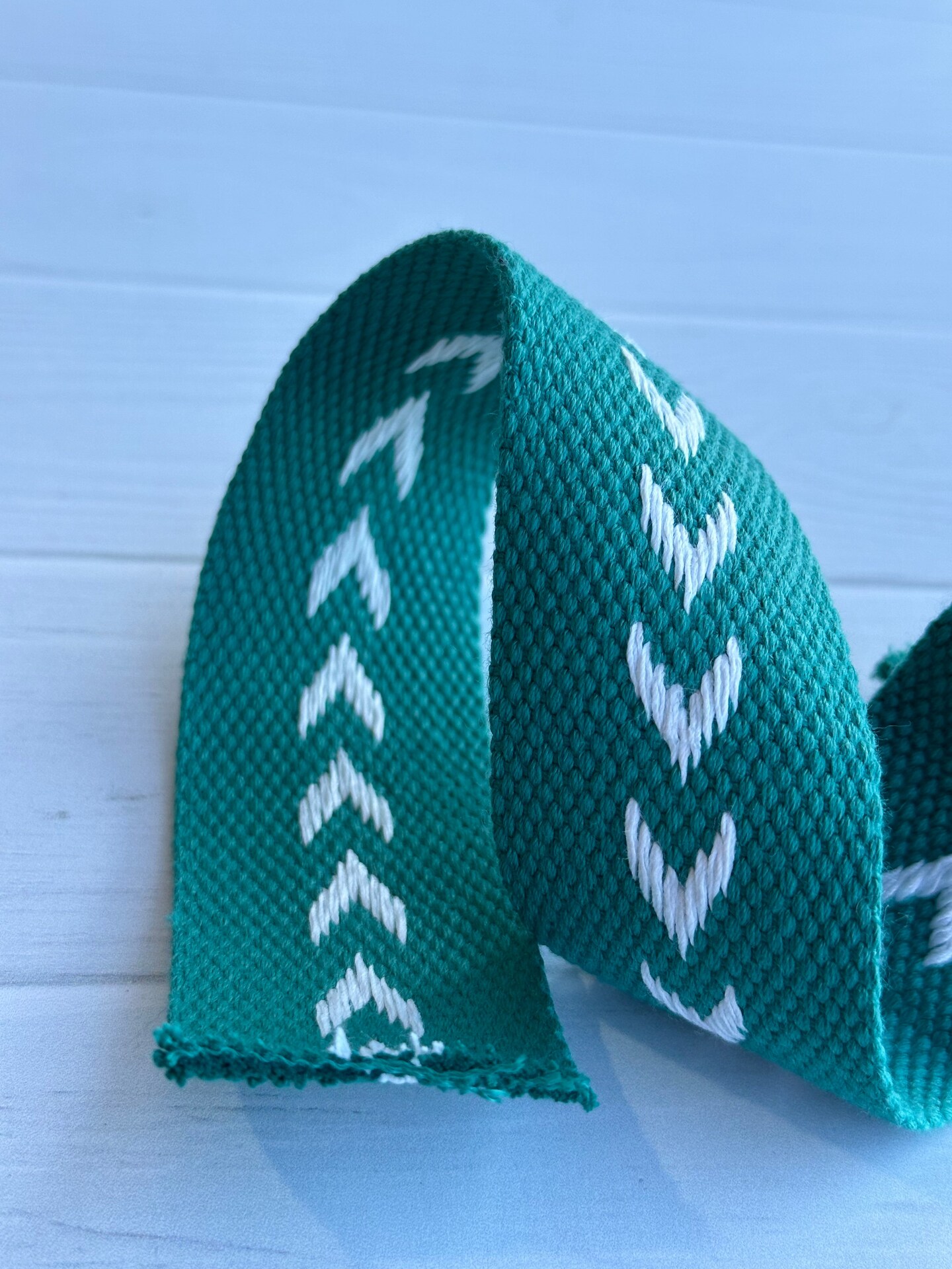 Jade with White Arrow 1.5&#x201D; Cotton Webbing