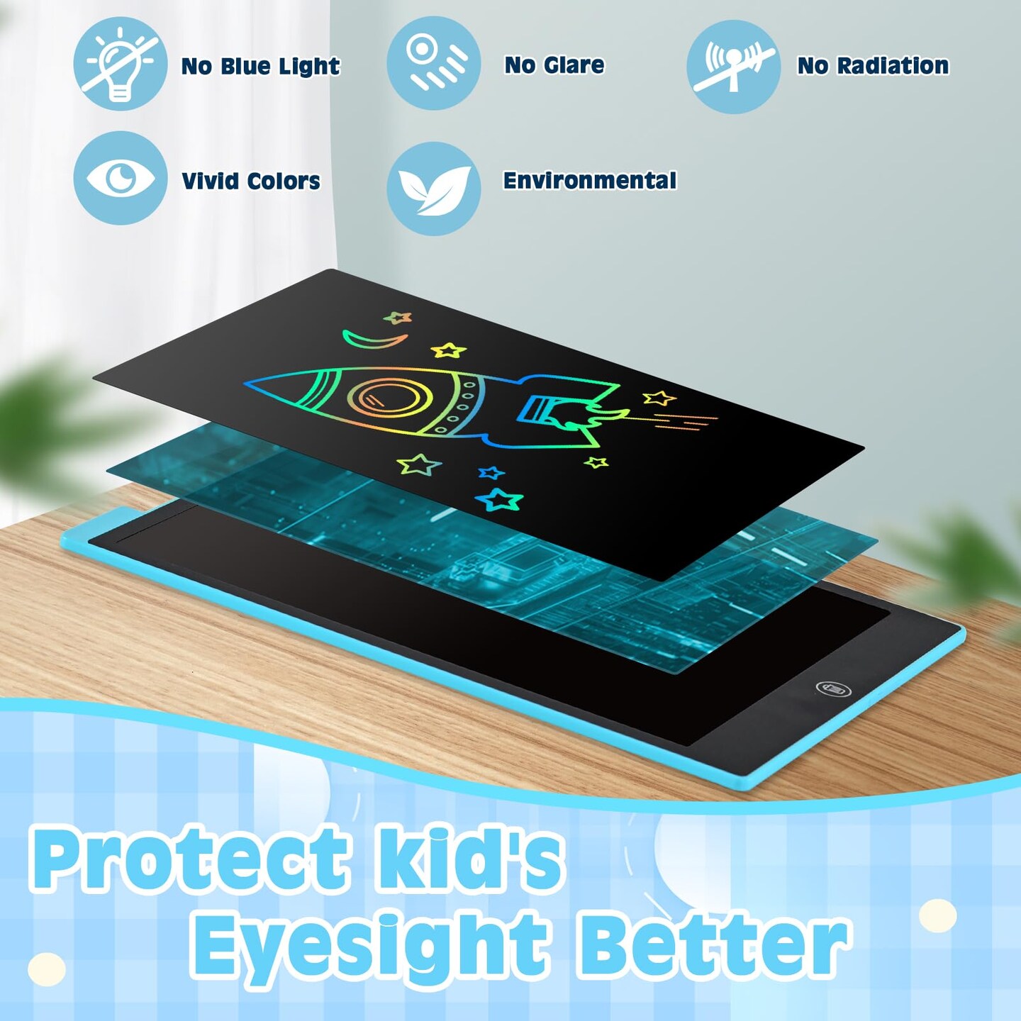 12 Inch LCD Writing Tablet Doodle Board Pad, Colorful Drawing Tablets Educational Toys, Christmas Birthday Gifts for 3 4 5 6 7 8 Years Old Girls Boys (Blue)