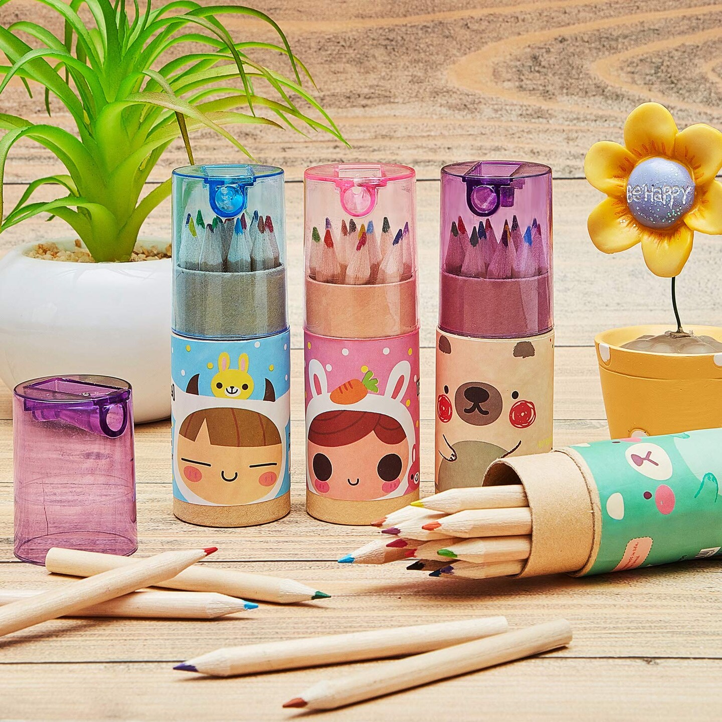 6 Pack  72 Pieces Mini Drawing Colored Pencils for Kids with Sharpener Cartoon Coloring Pencil Portable Pencils in Tube for Children Adults Artists Writing Sketching Classroom Halloween Gifts
