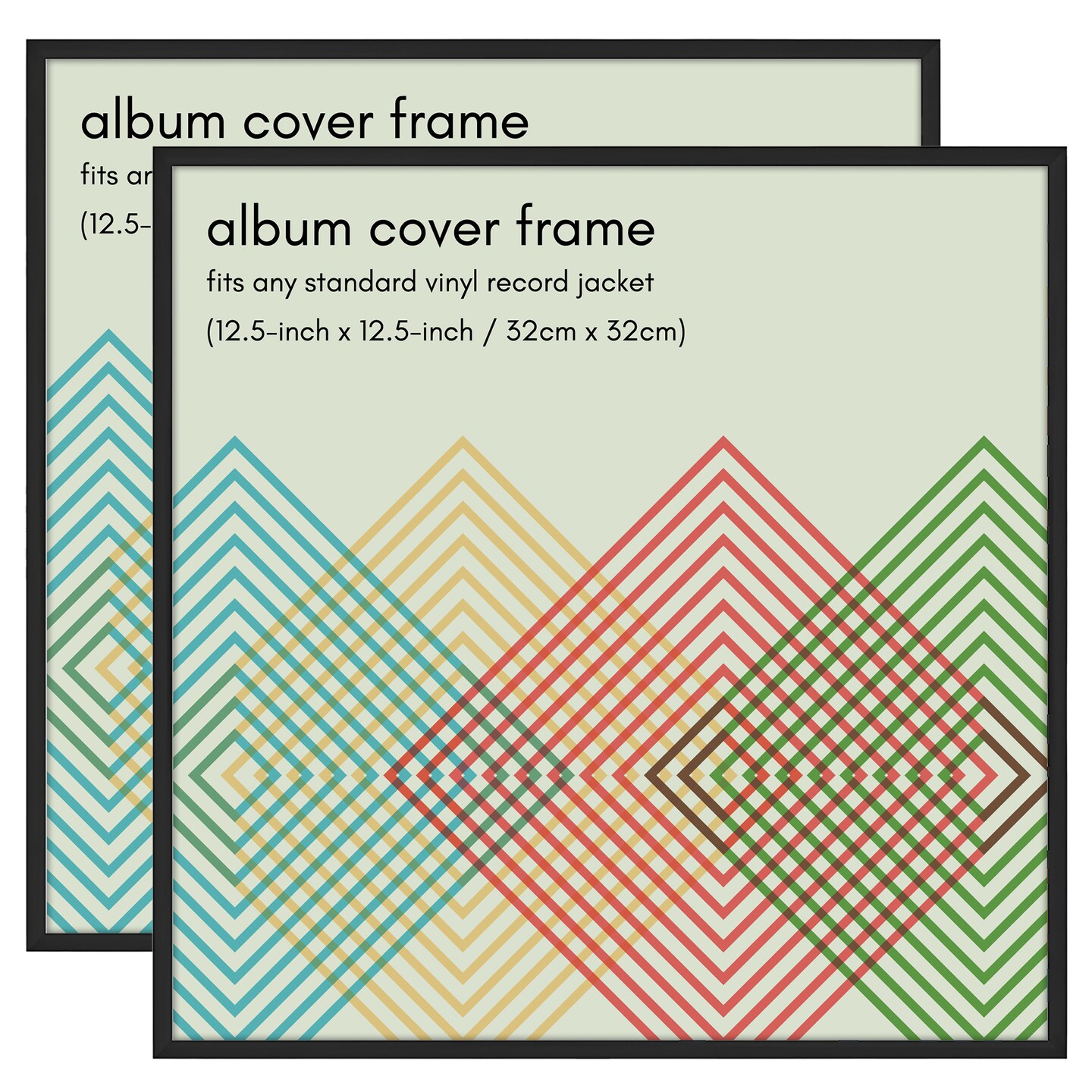 Americanflat 12.5 x 12.5 Album Cover Frame - Set of 2 - Vinyl Record Frame for Wall Display - Protect Your Favorite Album Covers - Plexiglass Cover - Hanging Hardware - Black