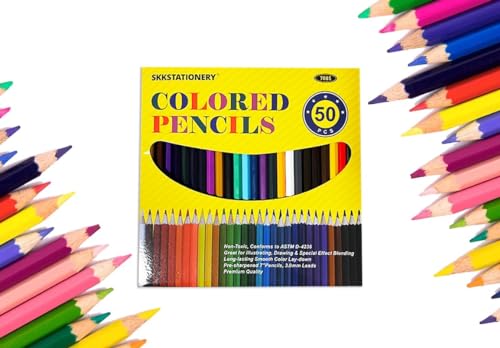 50 Pieces Colored Pencils,50 Vibrant Colors, Drawing Pencils for Sketch, Arts, Coloring Books, Christmas Halloween Gifts