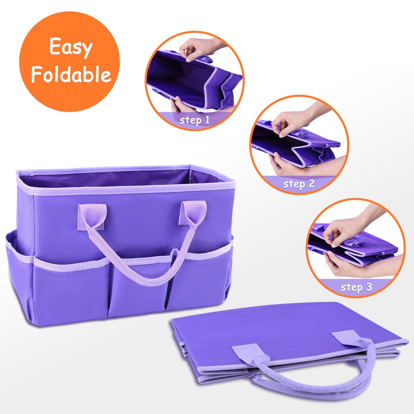 Art Organizer Desktop Craft Storage Tote Bag Organizer for Crafts, Sewing, Paper, Art, Canvas, Supplies Storage Organization with Handles for Travel or Daily Use (Purple, Small)