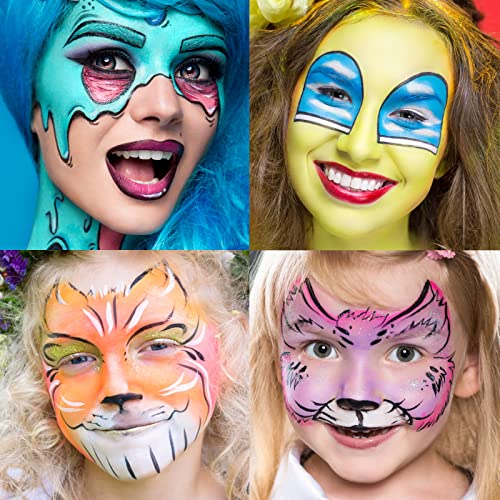15 Colors Macaron Face Body Paint Set, Painting Palette Makeup Kit + 10pc Colorful Artist Brushes, Oil Base Paint Set for Halloween, Cosplay, Parties and SFX Costume