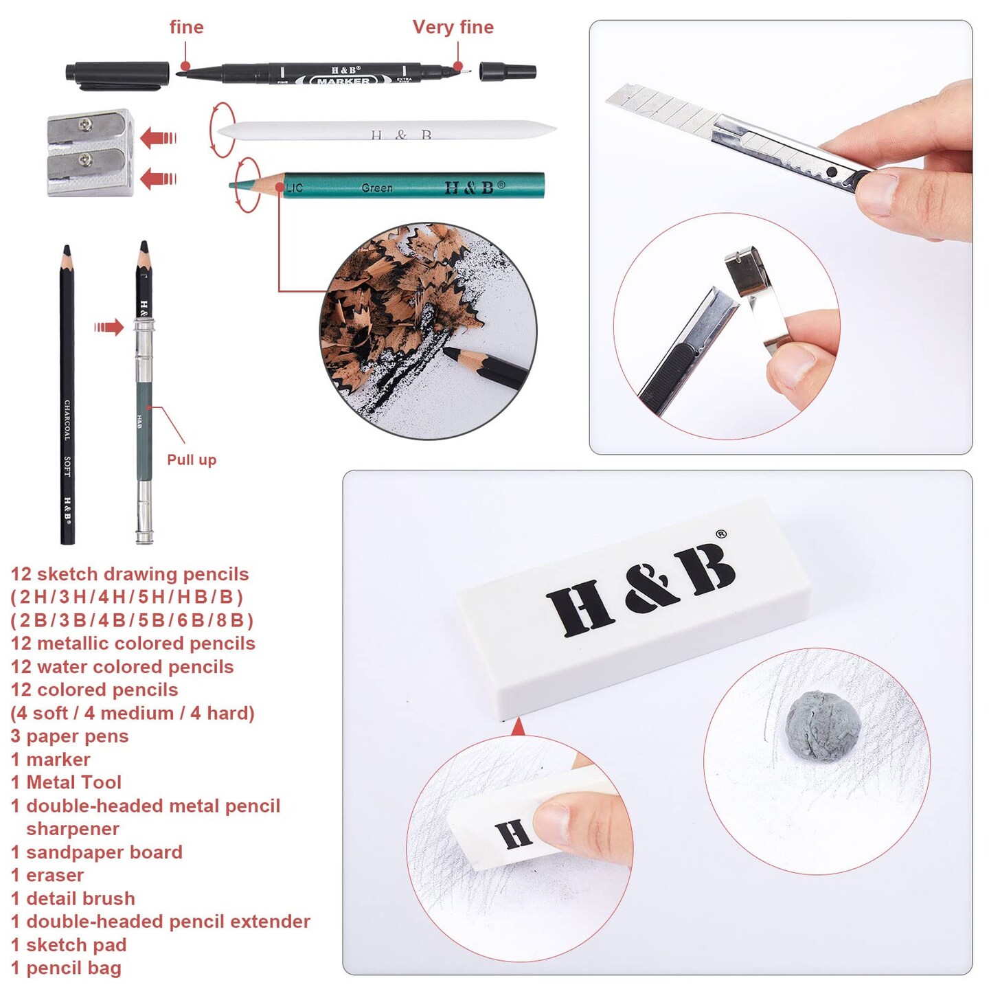 72 Pieces Drawing and Sketching Colored Pencils Set , Art Supplies Professional Art Pencils Kit, Drawing Gifts for Teens Beginners Artists and Adults