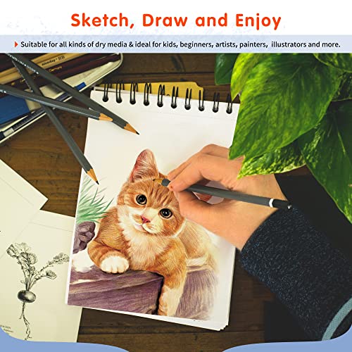 FIXSMITH 5.5&#x22;X8.5&#x22; Sketch Book | 80 Sheets (68 lb/100gsm) Sketchbook | Top Spiral Bound Artist Sketch Pad | Acid Free Drawing Pad | Ideal for Kids, Beginners, Artists &#x26; Painters | Bright White