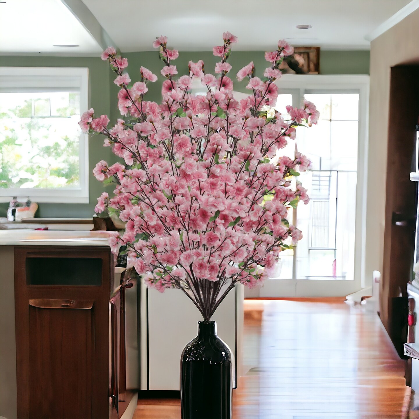 12-Pack Massive Dark Pink Cherry Blossom Spray - Lifelike Floral Accents for Home D&#xE9;cor &#x26; Spring Arrangements - Elegant Touch, Floral Home by Artificial Flowers