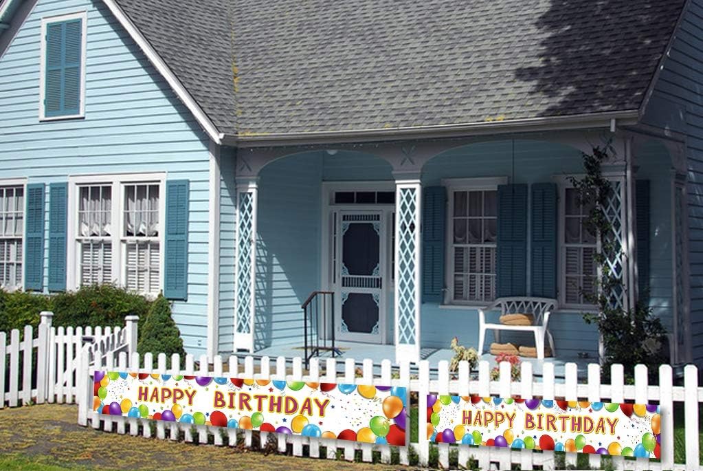 Birthday Banner Happy Birthday Sign Huge Balloon Banner Decorations Spring Birthday Supplies Colorful Fence Outdoor Giant Sign Photo Prop Backdrop Outside Birthday Decoration 6 Feet