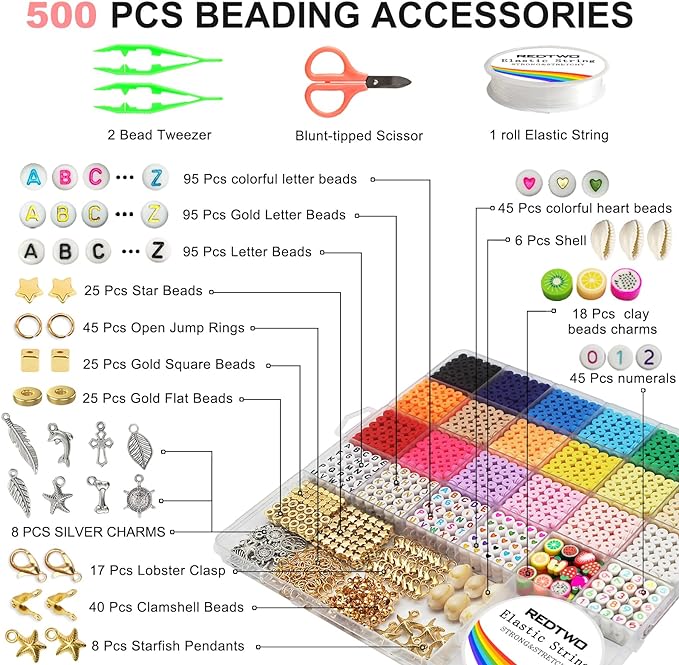 5100 Clay Beads Bracelet Making Kit, Flat Preppy Beads for