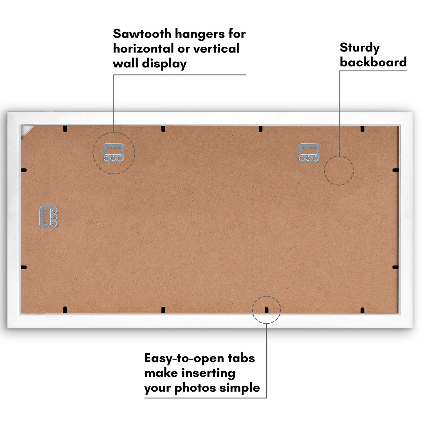 Americanflat 10x20 Collage Picture Frame - Displays (3) 5x7 Photos with Mat or (1) 10x20 Photo without Mat - Wall Gallery Decor - Plexiglass Cover - Hanging Hardware - Black