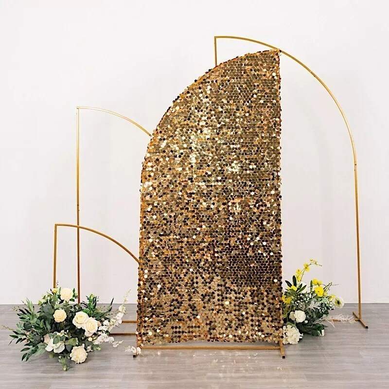 6 ft GOLD Double Sided Big Payette Sequin Half Moon Arch STAND