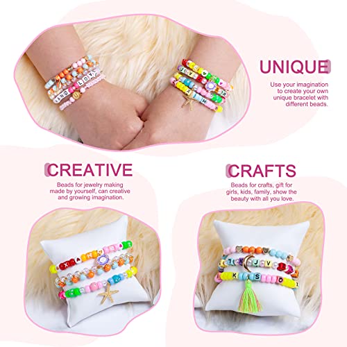  smile forward 1008pcs Pony Beads Bracelets Making Kit for Girls  Jewelry Making with Kandi Beads Polymer Clay Evil Eye Beads Letter Beads  Smiley Face Bracelets Craft Kits for Kids