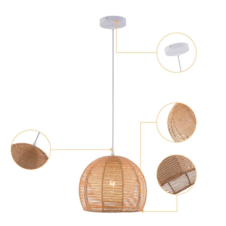 Kitcheniva Vintage Bamboo Lamp Pendant Light Hanging Fixture Wicker