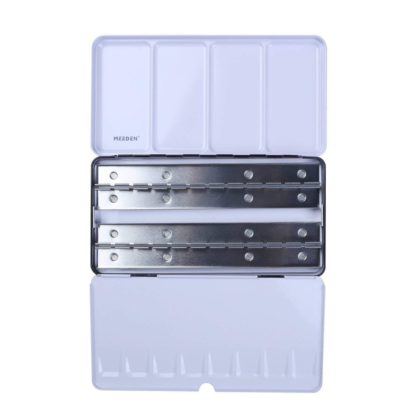 MEEDEN Empty Watercolor Tin Palette, Large Travel Metal Paint Box with 52 Pcs Half Pans