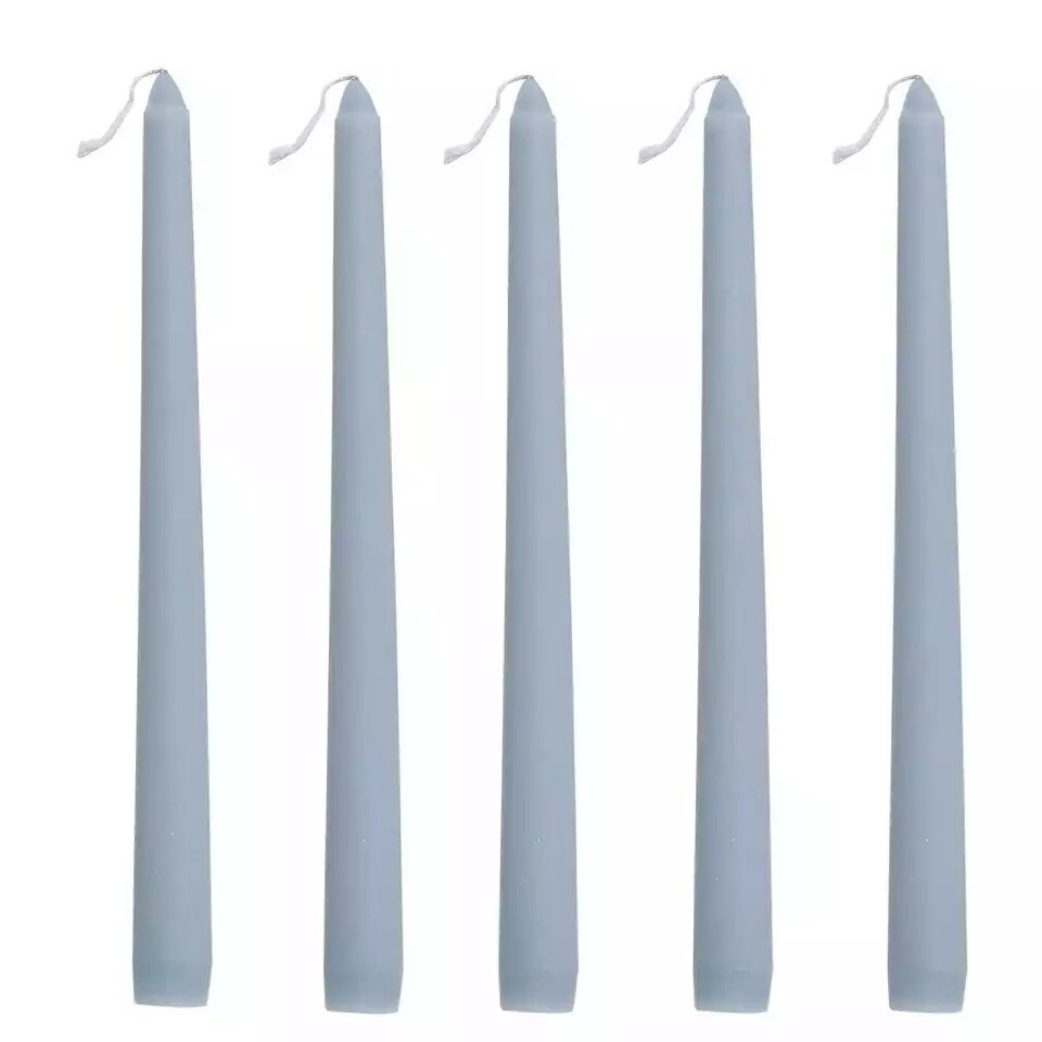 60 Dusty Blue Premium 10&#x22; Taper Candles Unscented