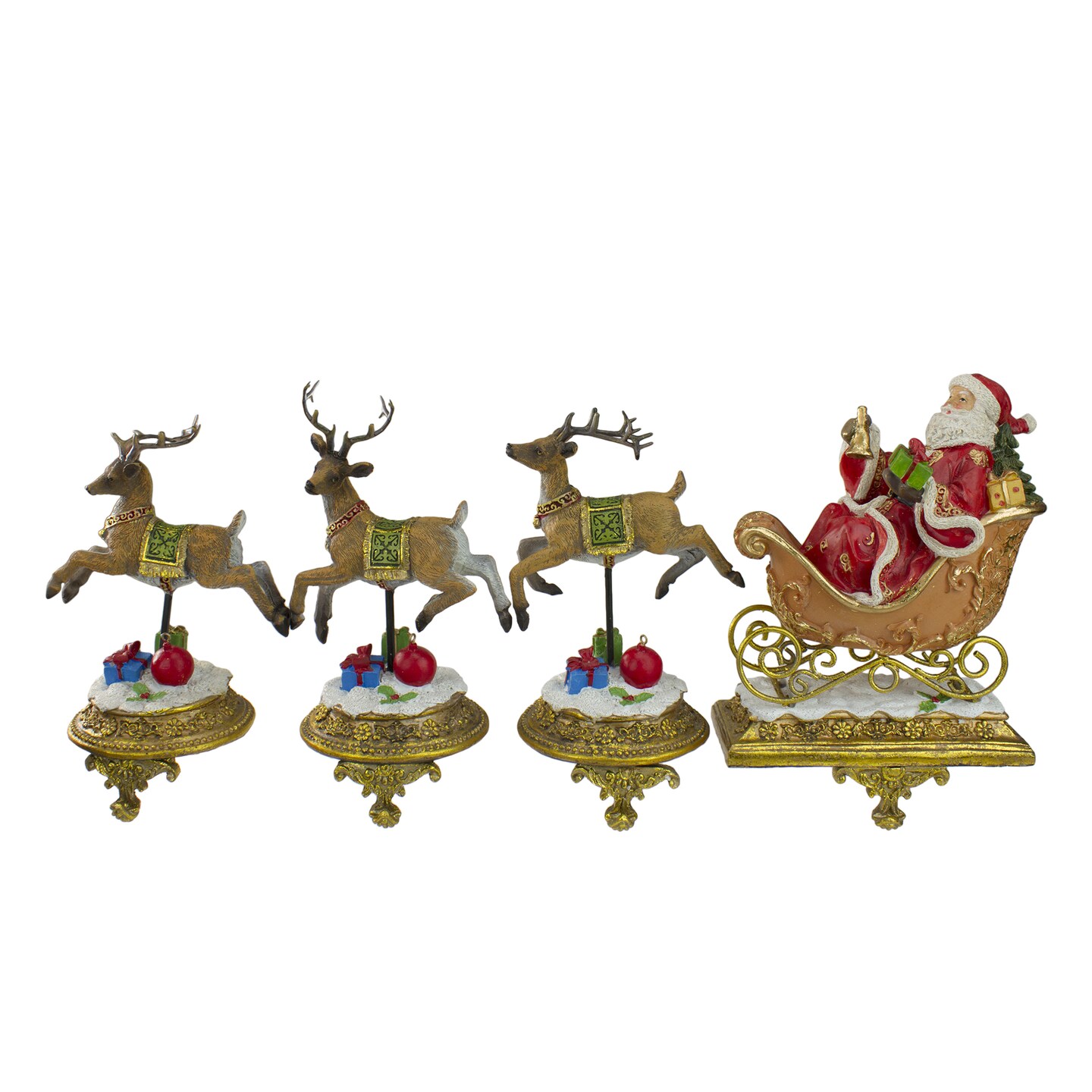 Northlight Santa and Reindeer Christmas Stocking Holders - 9.5&#x22; - Set of 4