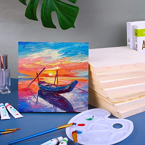 8 Pieces Wood Panels 8 x 8 Inch Unfinished Wood Canvas Wooden Panel Boards for Painting, Pouring, Arts Use with Oils, Acrylics