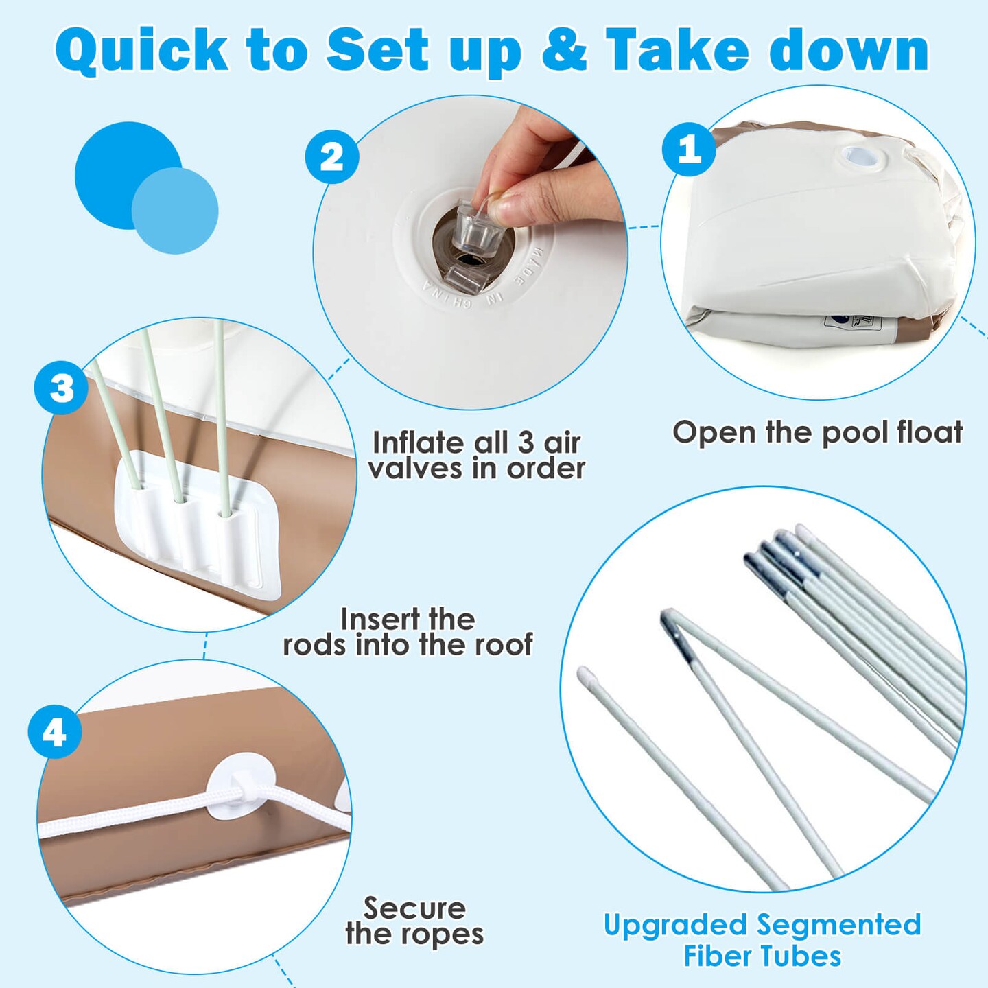 Inflatable Pool Float Lounge Swimming Raft With Large Canopy