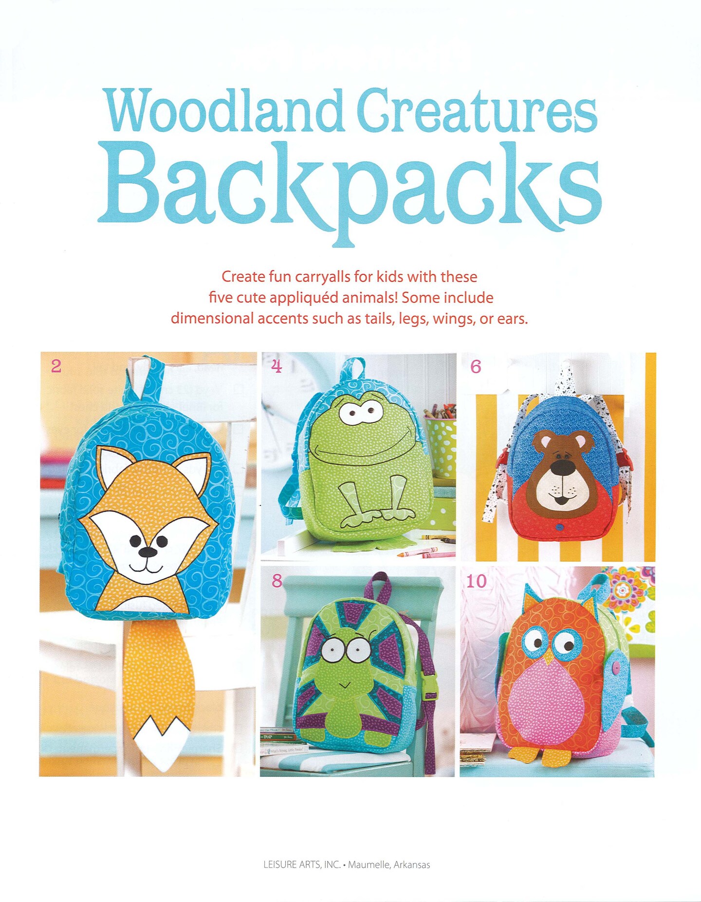 Leisure Arts Woodland Creatures Backpacks Sewing Book