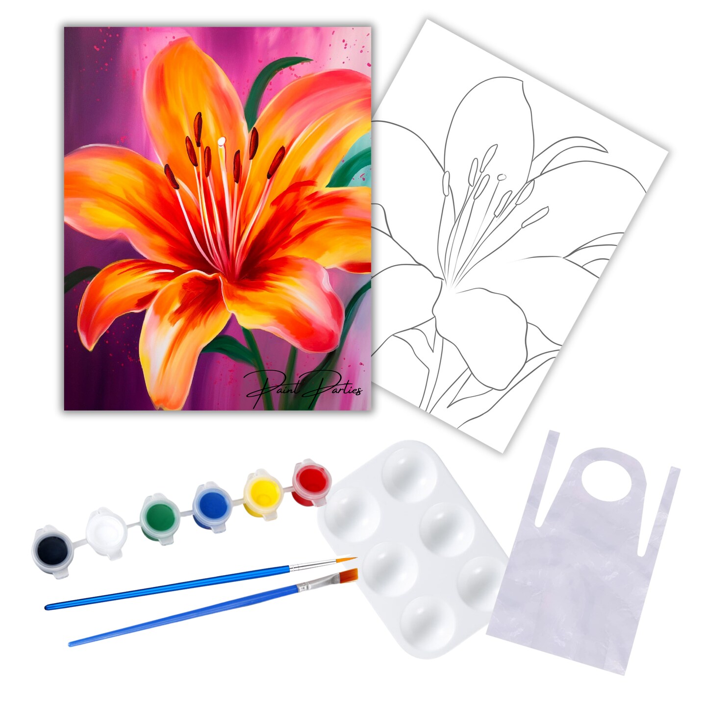 &#x22;Full Bloom&#x22; DIY Canvas Art Kit, Adult Beginner, Acrylic Paint Size 11x14 inch