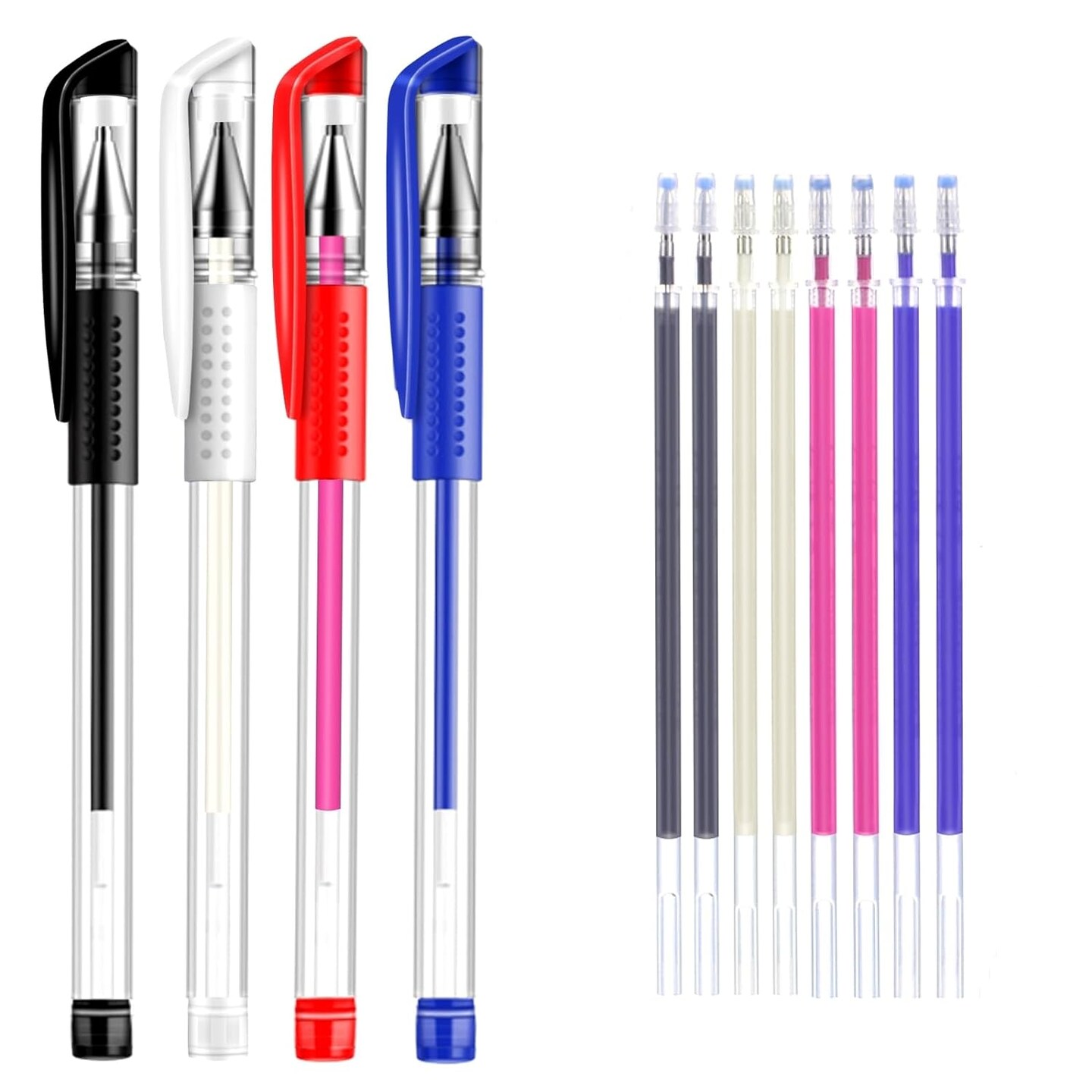 Heat Erase Pens for Fabric with 8 Free Refills for Quilting Sewing, 4 Colors Assorted Pack