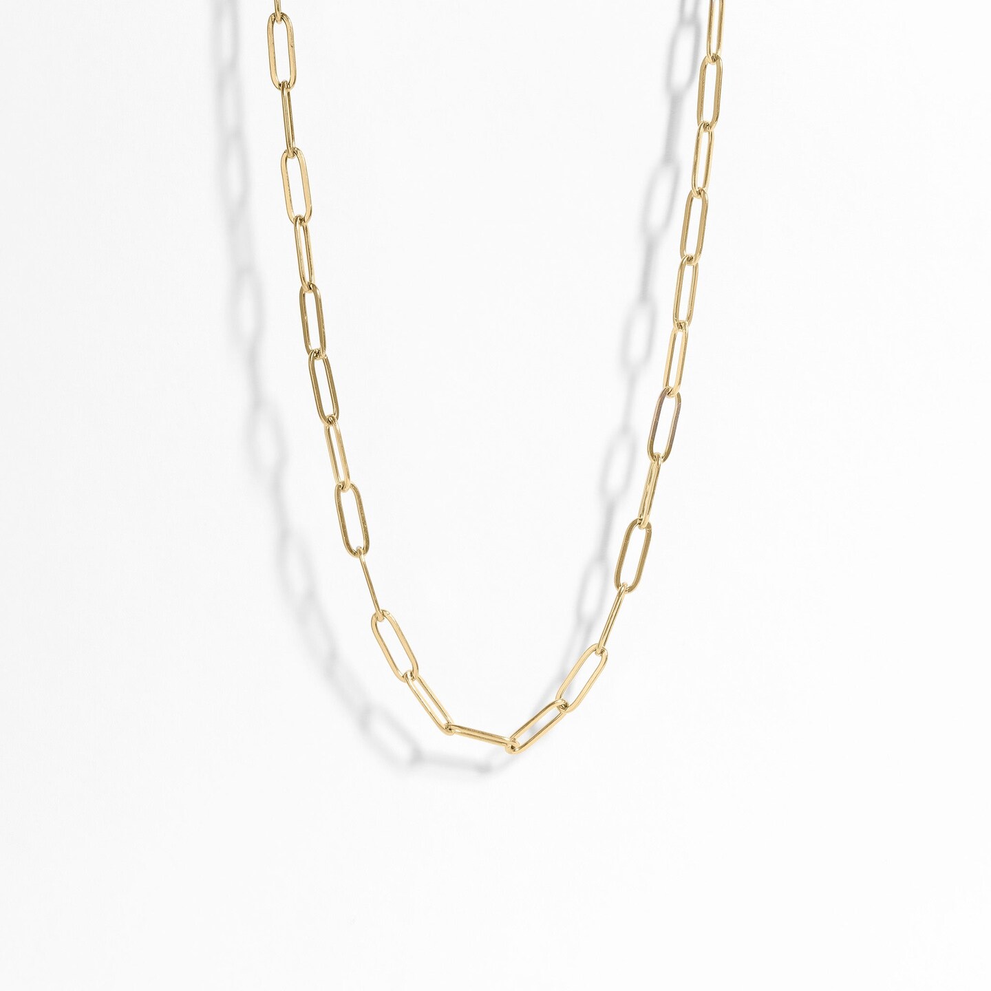 18K Gold PVD Coated Stainless Steel Paperclip Chain Necklace