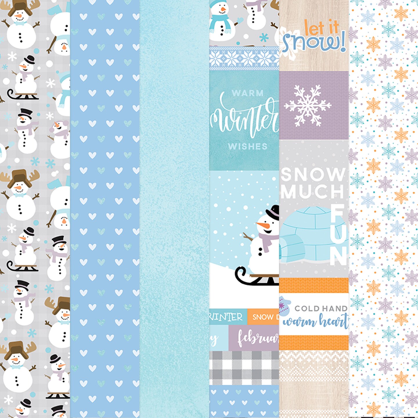 SNOW MUCH FUN PATTERN 12 X12 SCRAPBOOK PAPER SET