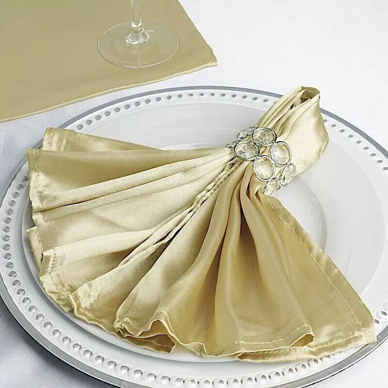 10 CHAMPAGNE Silky SATIN 20x20&#x22; Wedding NAPKINS