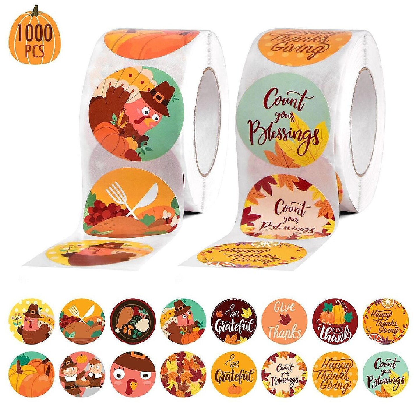 Fun Little Toys Thanksgiving Sticker Roll Collection 1000 Pcs
