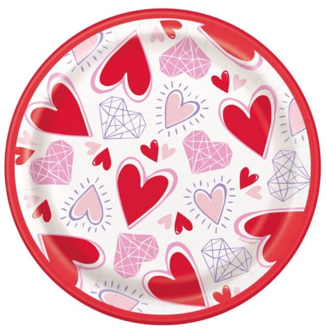 Sparkling Hearts Round 7&#x22; Dessert Plates, 8ct
