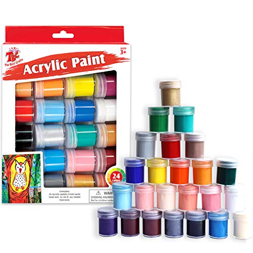 TBC The Best Crafts Halloween Acrylic Paint Jar, 24 Vivid Colors Model Paint Set, 0.5oz/15ml Each, Rich Pigment, Glides Smoothly